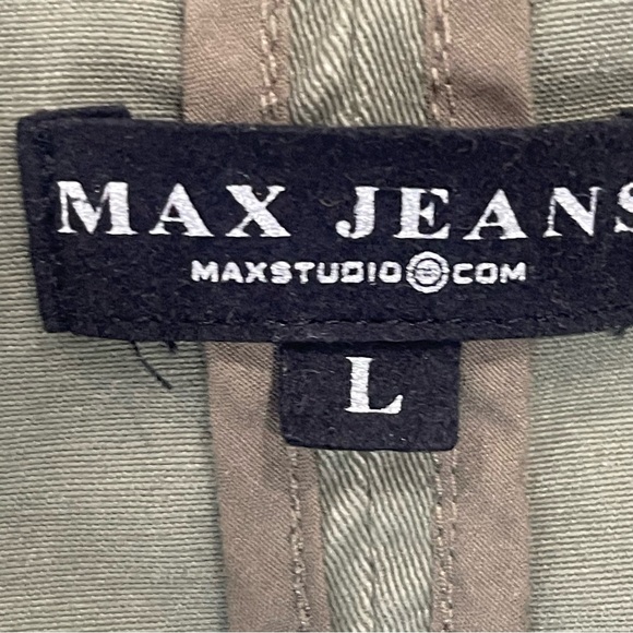 Max Studios Olive Green Soft Twill Utility Jacket Size Lg - Picture 9 of 10